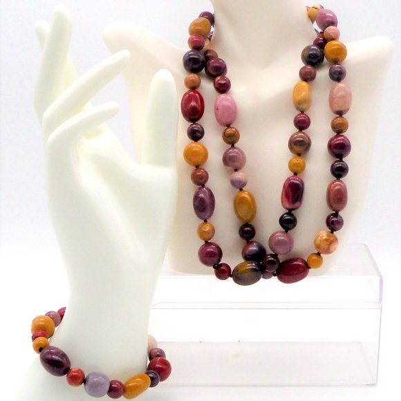 Freeform Multicolor Mookaite Necklace and Bracelet - Picture 1 of 13
